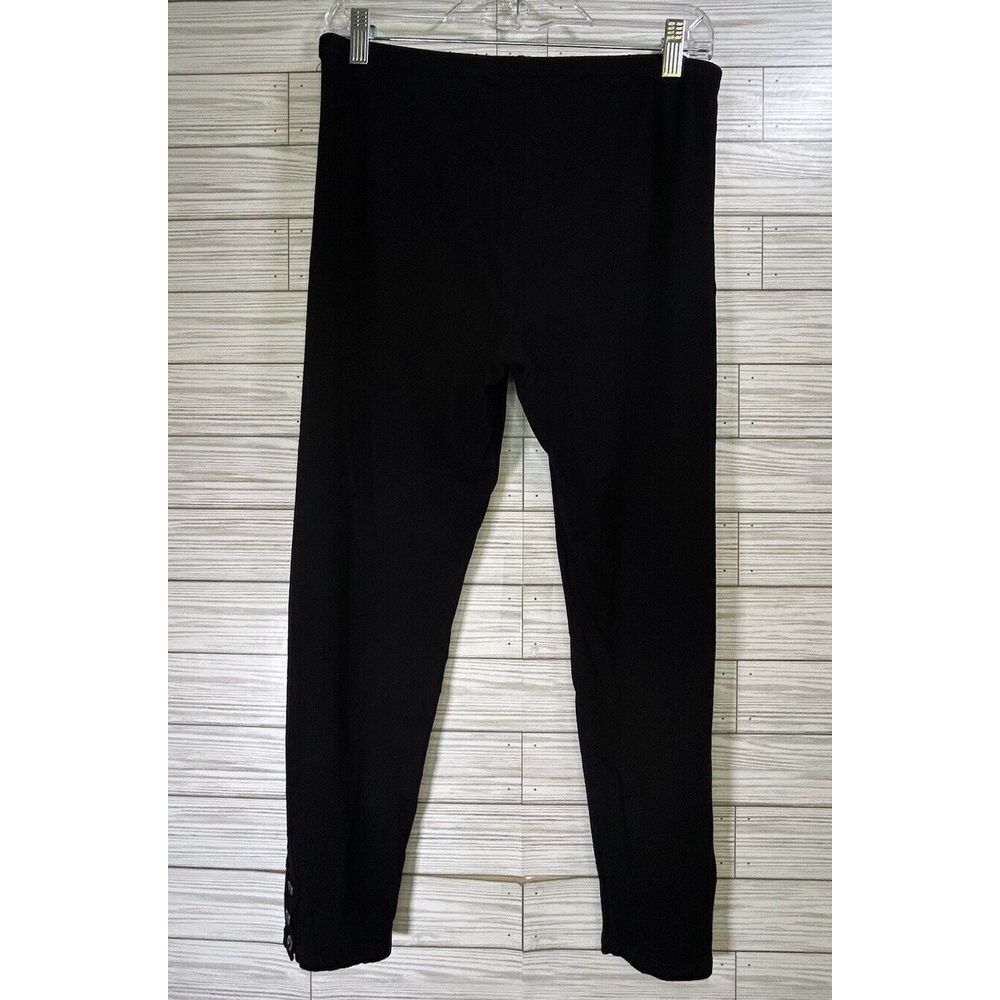EILEEN FISHER Black Legging Pants Button Capri Women's‎ Med 98% Rayon/2% Lycra
